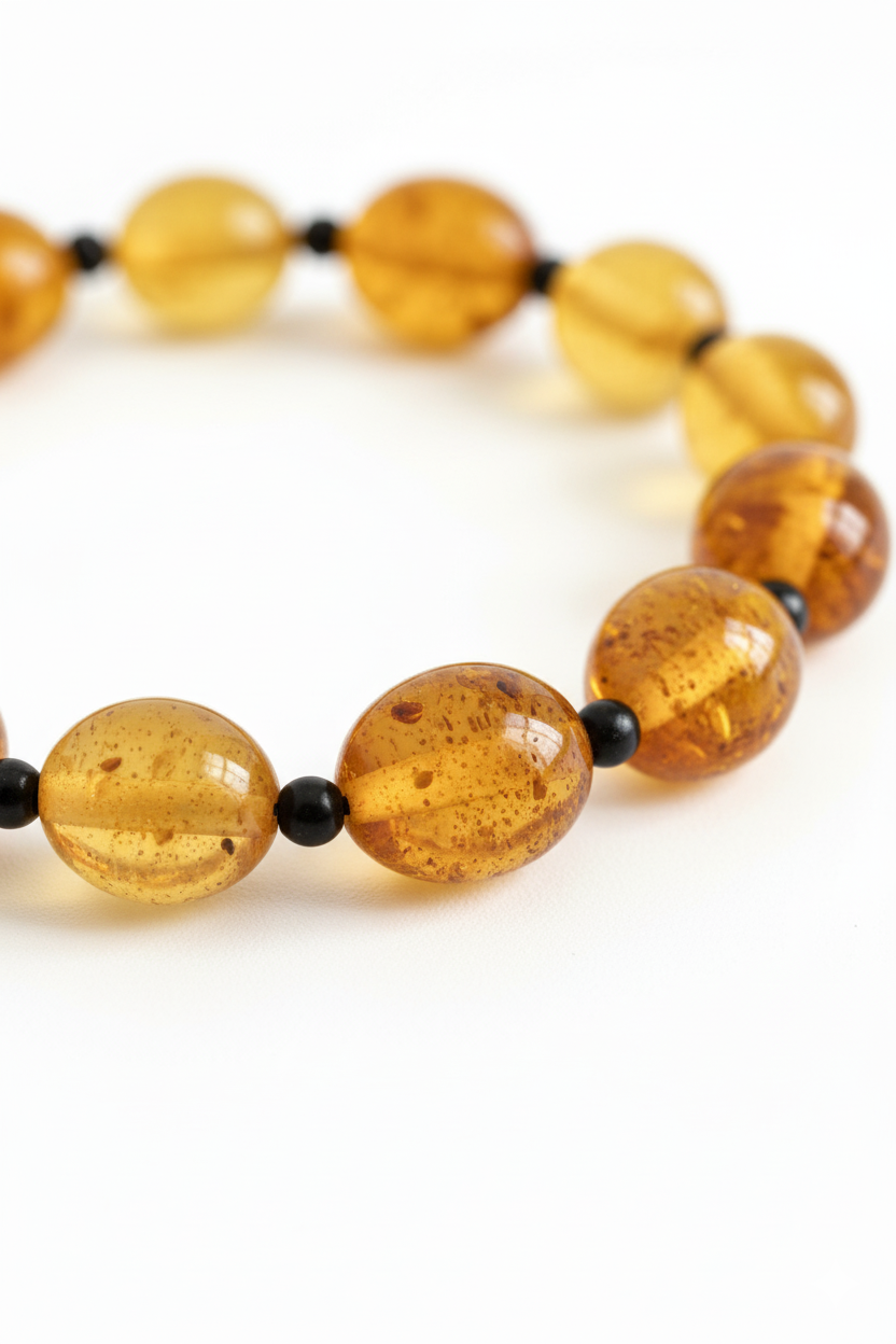 Damla Kehribar Yatıştırıcı Bebek Bileklik Rahat Diş Çıkartma