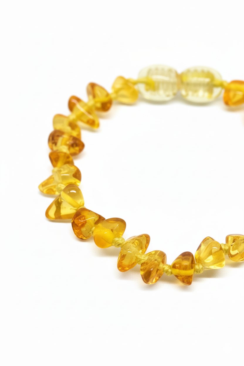 Damla Kehribar Gökkuşağı Bebek Bileklik 13cm