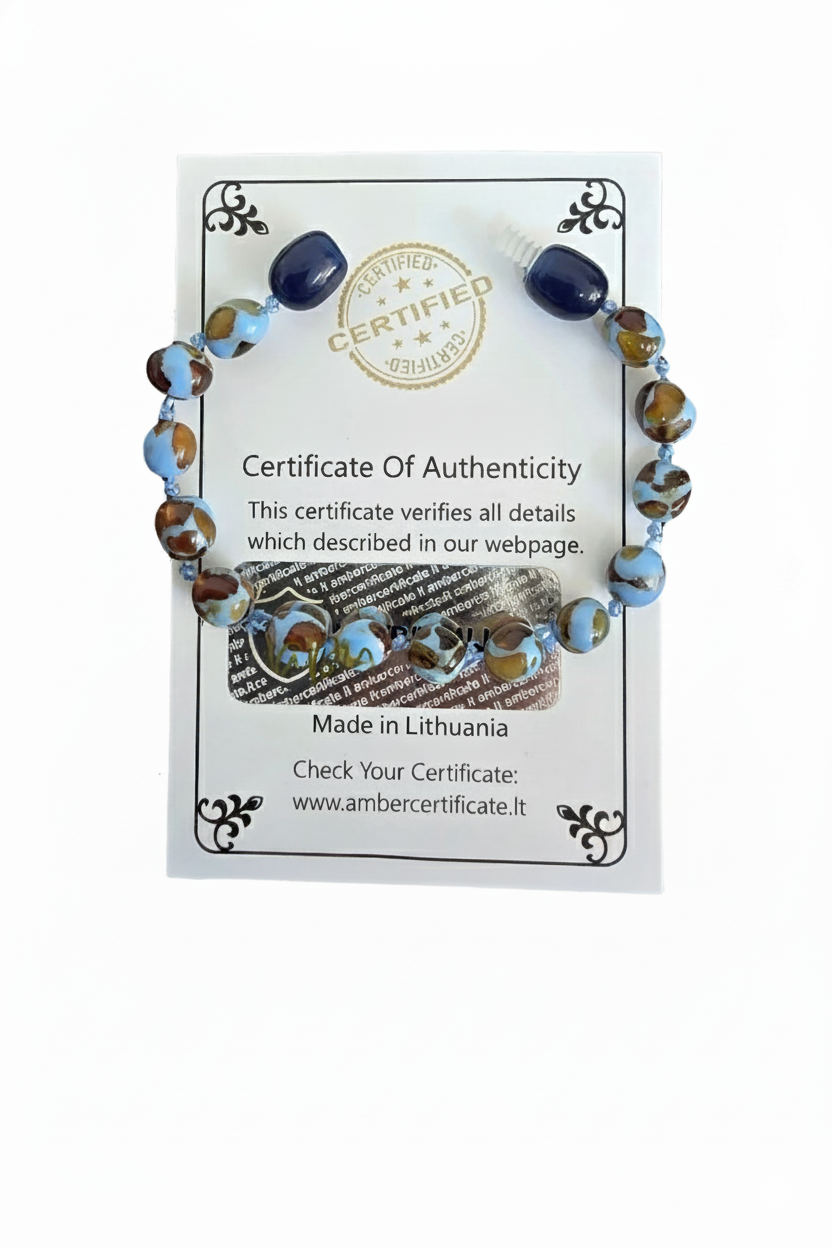 Mozaik Kehribar Bileklik Bebek Sakinleştirici Bileklik - Uyku Düzeni - Rahatlatıcı