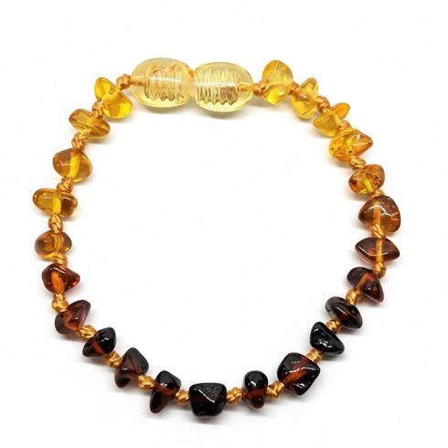 Damla Kehribar Gökkuşağı Bebek Bileklik 13cm