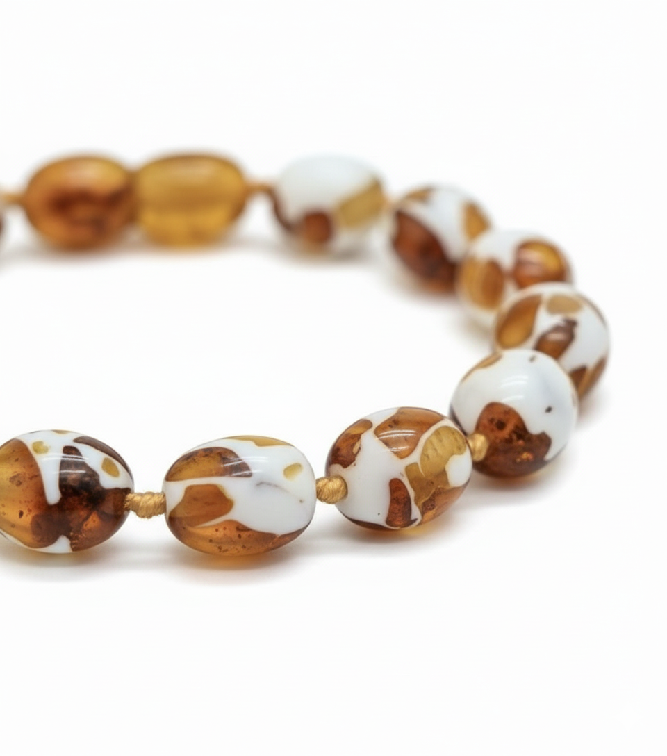 Bebek Sakinleştirici Bileklik - Uyku Düzeni - Rahatlatıcı - Mozaik Baltık Damla Kehribar