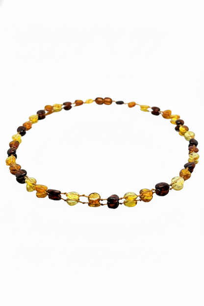 Damla Kehribar Yetişkin Multicolor Yuvarlak Kolye 45cm