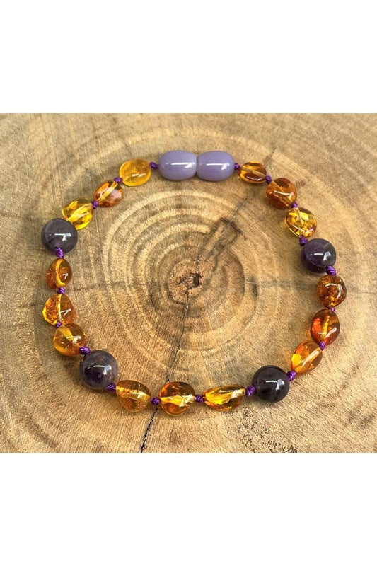 Damla Kehribar Ametist Yetişkin Bileklik