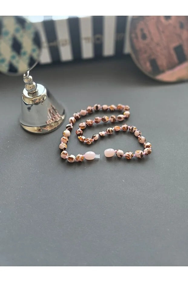 Pembe Kehribar Çocuk Kolye - Babypink