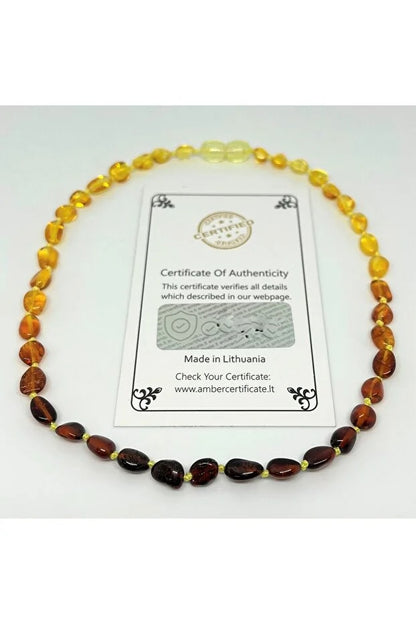 Damla Kehribar Rainbow Gökkuşağı Rengi Bebek Diş Kolye 33 Cm