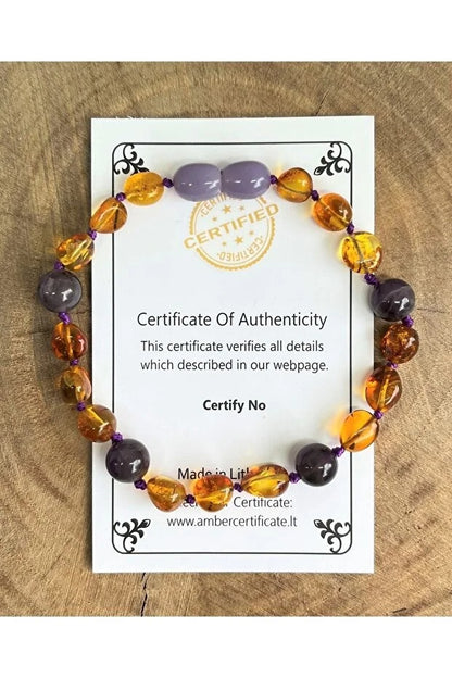 Damla Kehribar Ametist Yetişkin Bileklik