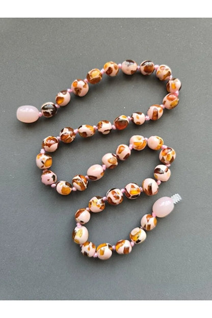 Pembe Kehribar Çocuk Kolye - Babypink